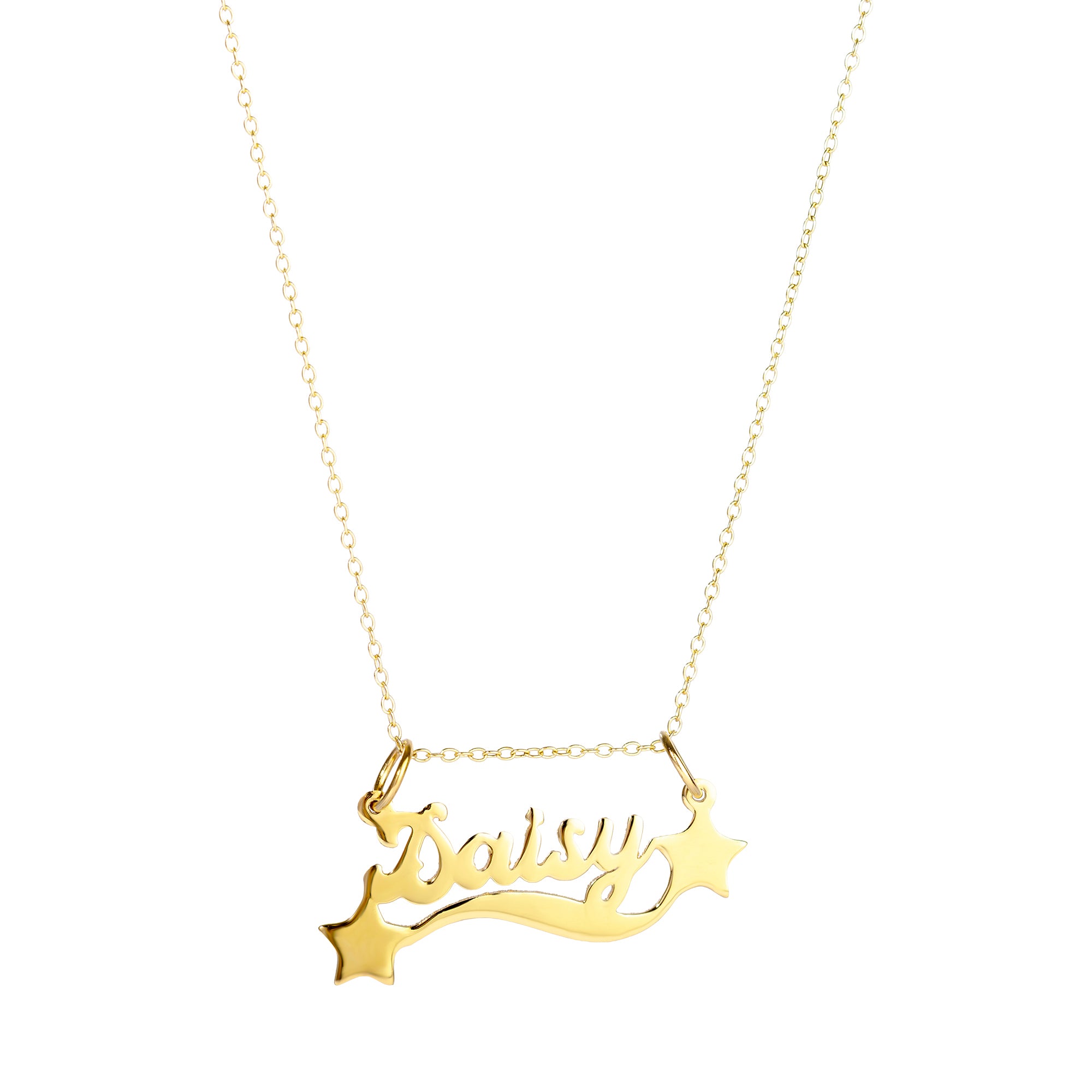 Gold necklace with 'Daisy' pendant on a white background - seolgold