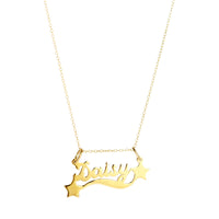 Gold necklace with 'Daisy' pendant on a white background - seolgold