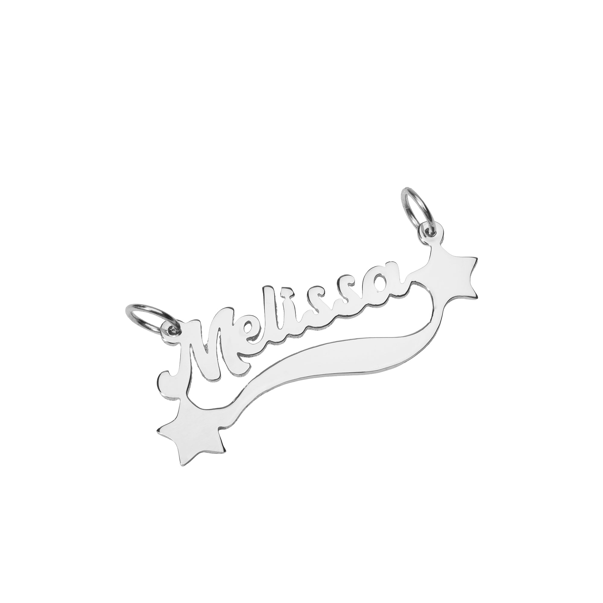 Silver pendant with 'Melissa' engraved on a white background - seolgold
