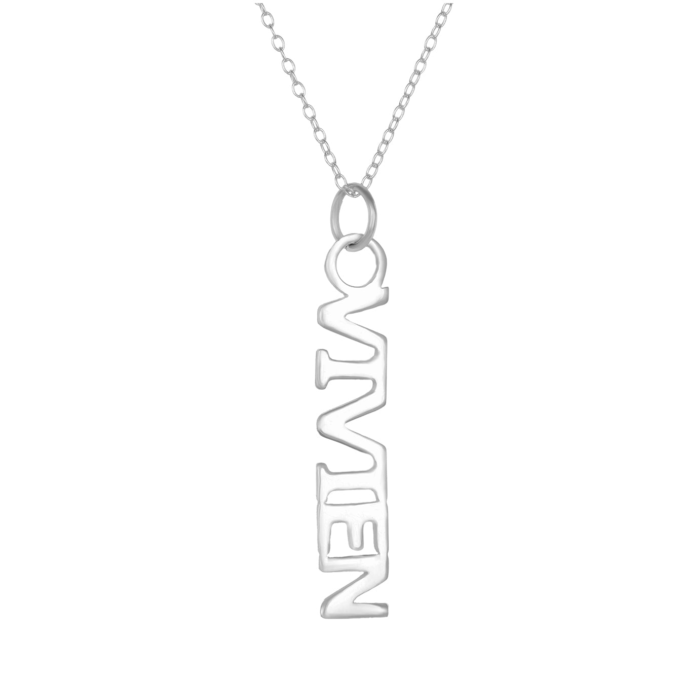 Sterling Silver Vertical Custom Name Pendant - Seol Gold