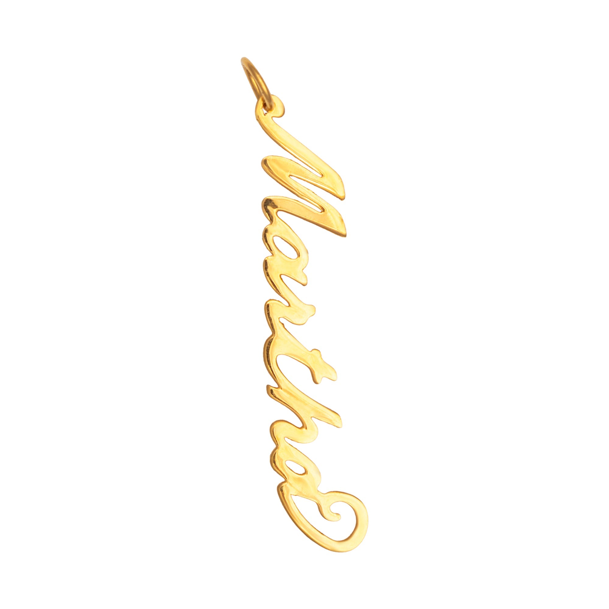 Gold pendant with 'Martha' engraved on a white background - 18ct Gold Vermeil Vertical Script Custom Name Plate - seolgold