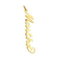 Gold pendant with 'Martha' engraved on a white background - 18ct Gold Vermeil Vertical Script Custom Name Plate - seolgold