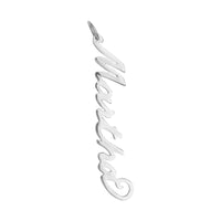Silver 'Martha' name pendant on a white background - Sterling Silver Vertical Script Custom Name Plate - seolgold