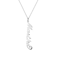 Silver 'Martha' necklace on a white background - Sterling Silver Vertical Script Custom Name Plate - seolgold