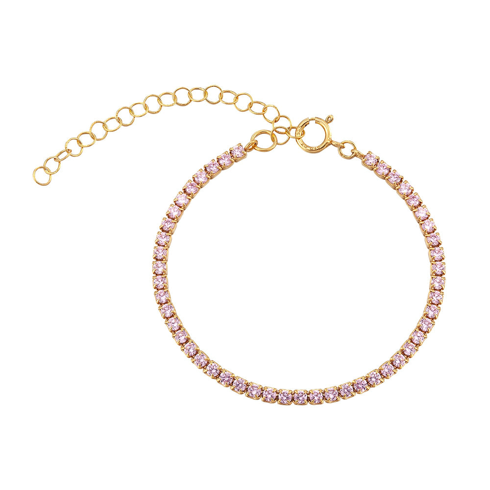 18ct Gold Vermeil Pink CZ Tennis Bracelet