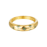 18ct Gold Vermeil Starry Emerald Domed Ring