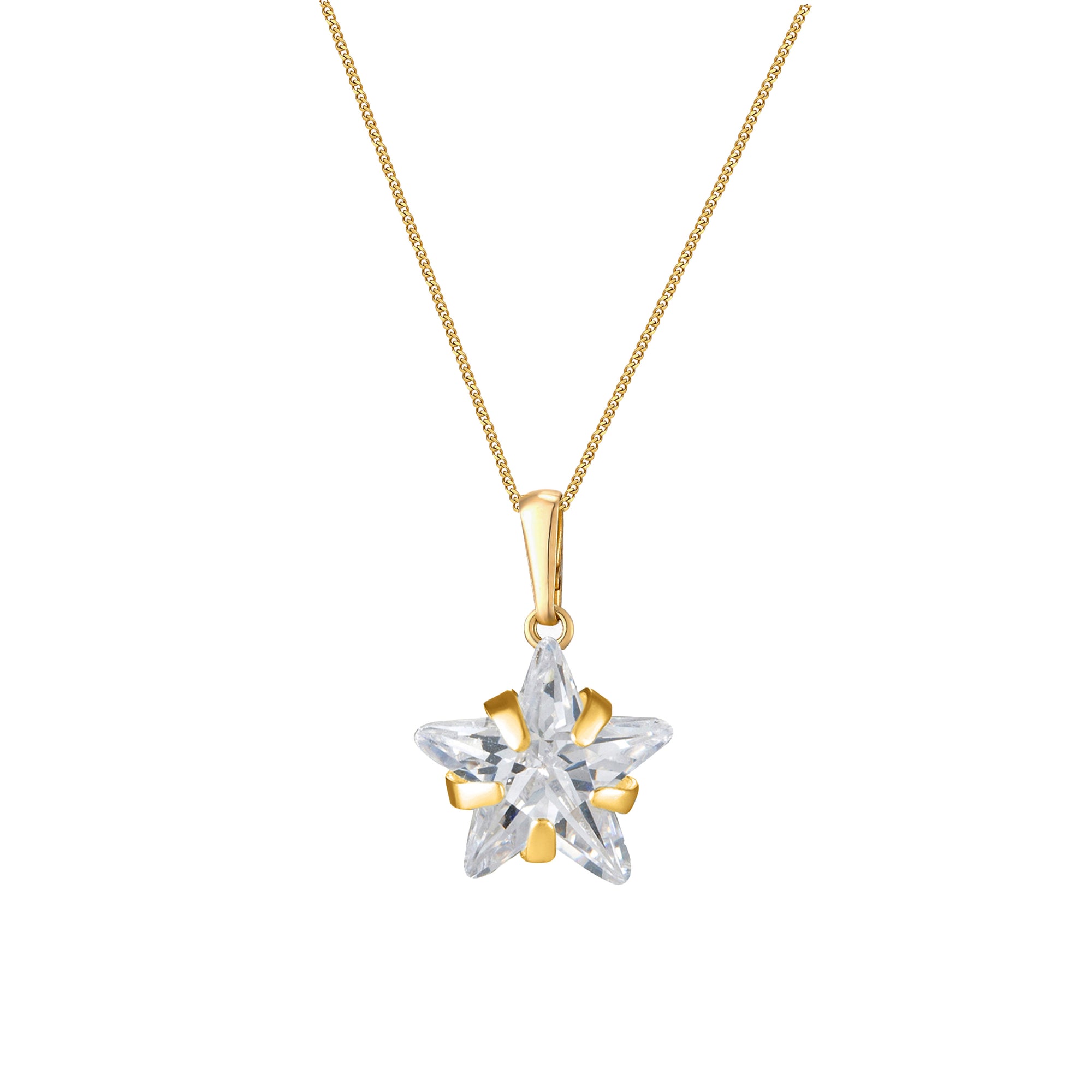Gold necklace with a clear star-shaped pendant on a white background - seolgold