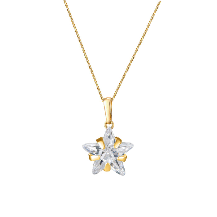 Gold necklace with a clear star-shaped pendant on a white background - seolgold