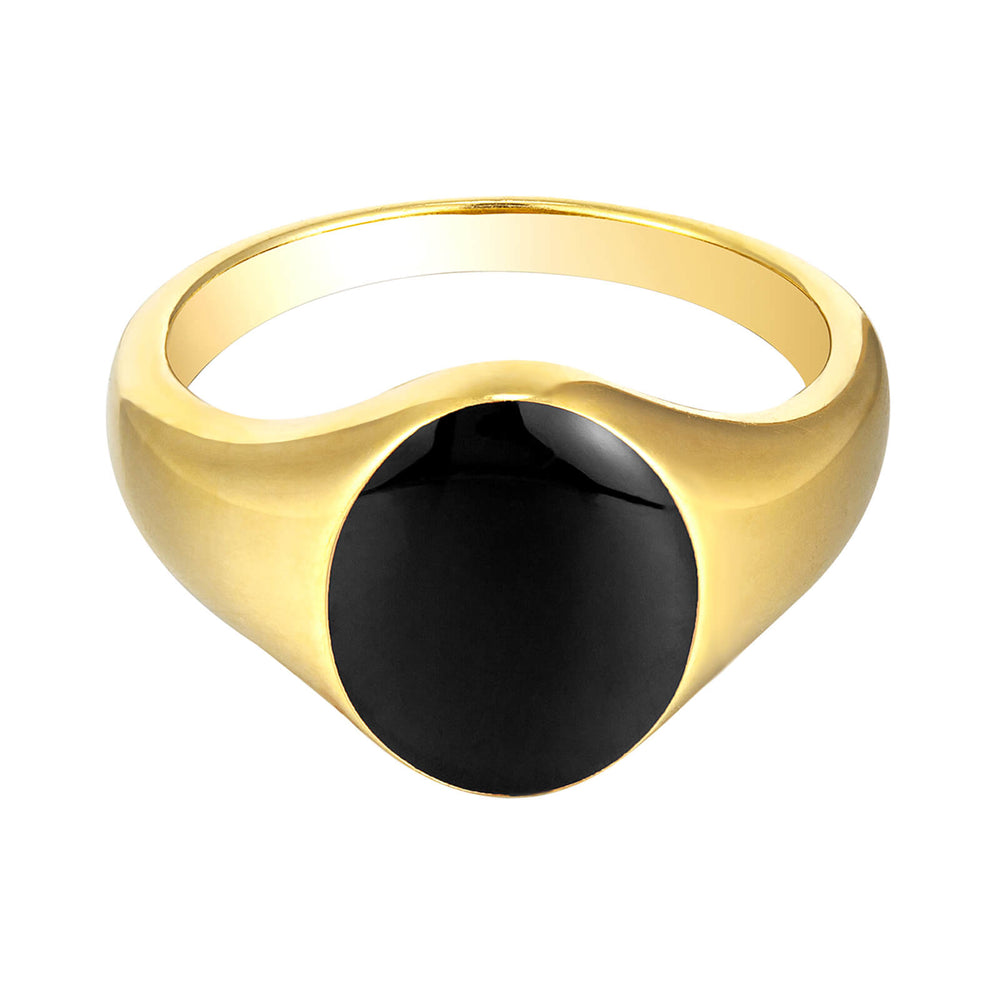 18ct Gold Vermeil Bespoke Black Enamel Signet Ring