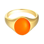 18ct Gold Vermeil Bespoke Orange Enamel Signet Ring