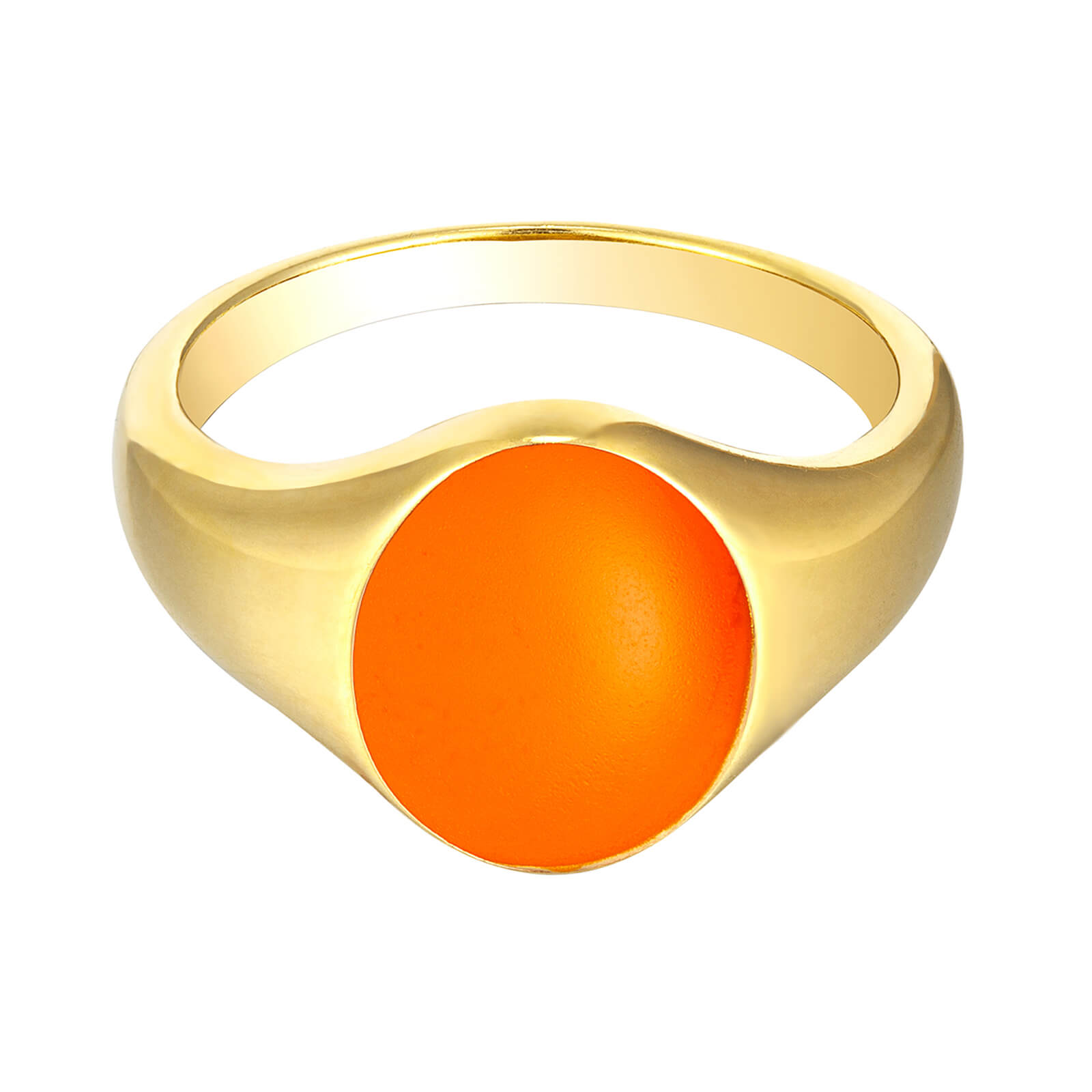 orange enamel signet ring - seolgold