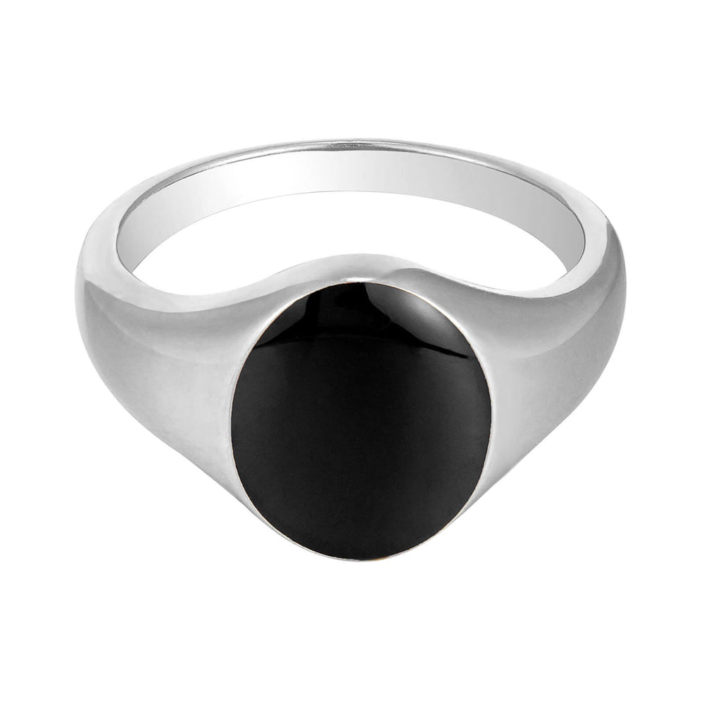 Sterling Silver Bespoke Black Enamel Signet Ring