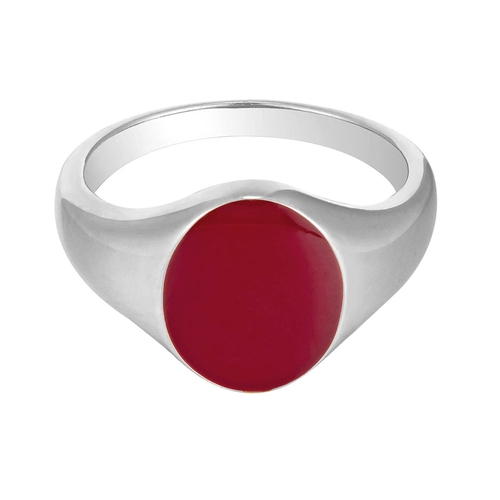 Sterling Silver Bespoke Red Enamel Signet Ring