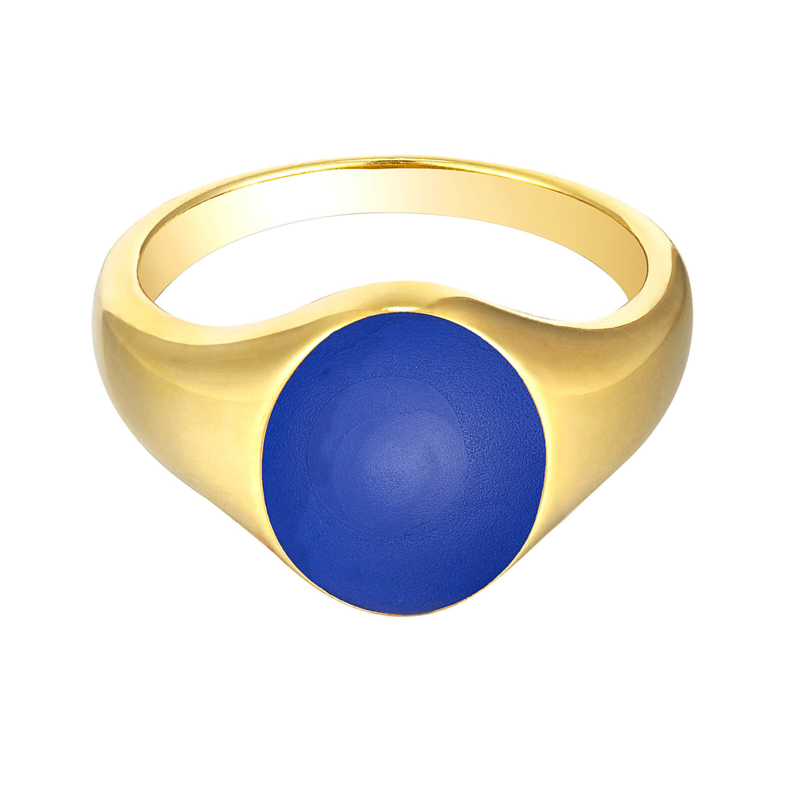 18ct Gold Vermeil Bespoke Royal Blue Enamel Signet Ring
