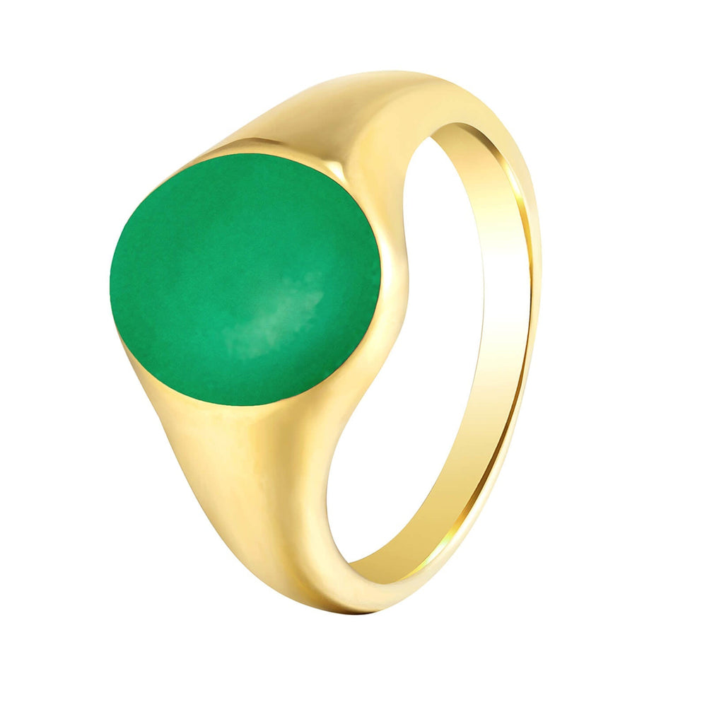 green enamel signet ring - seolgold