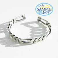 sample sale - Sterling Silver Antique Finish Figaro Chain Style Heavy Bangle - seolgold