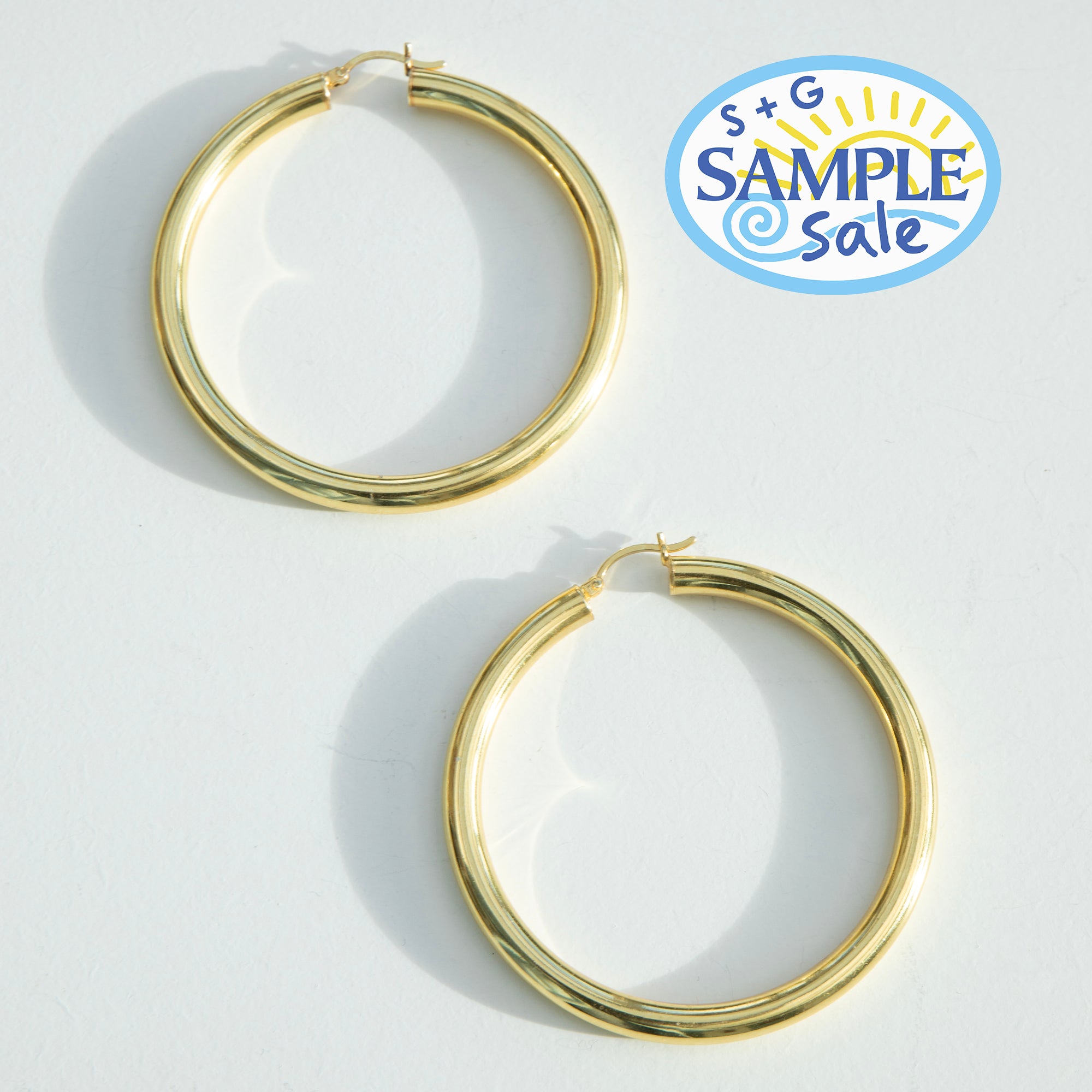 Gold Plated Extra Large Creole Thick Hoops 60mm (Sample Sale)