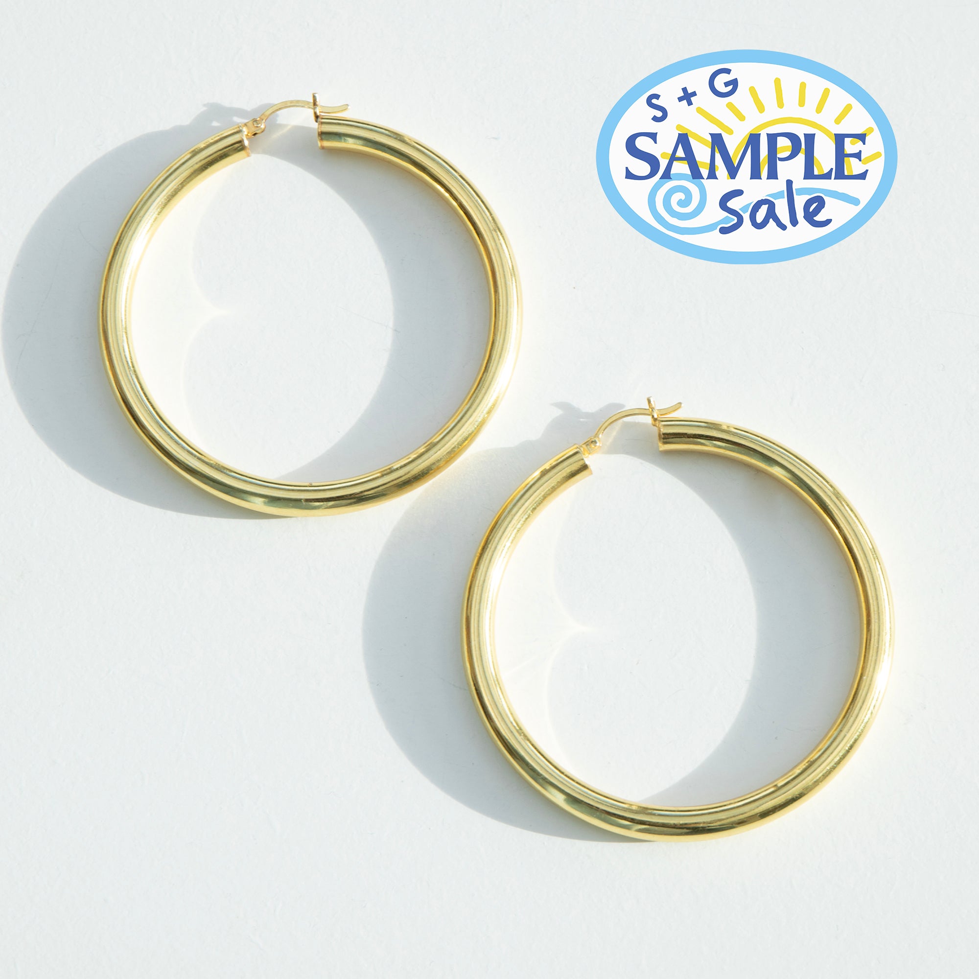 Gold Plated Extra Large Creole Thick Hoops 60mm (Sample Sale)