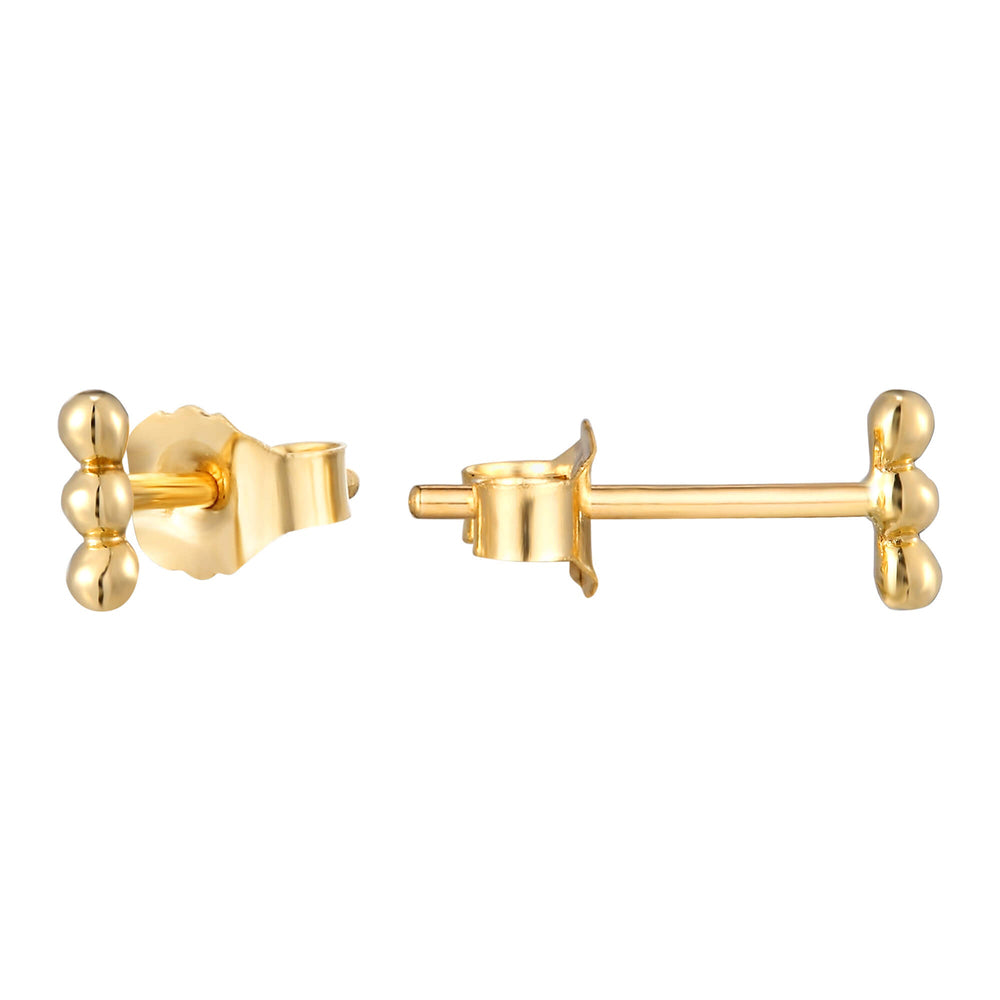 18ct Gold Vermeil Tiny Dotted Bar Studs