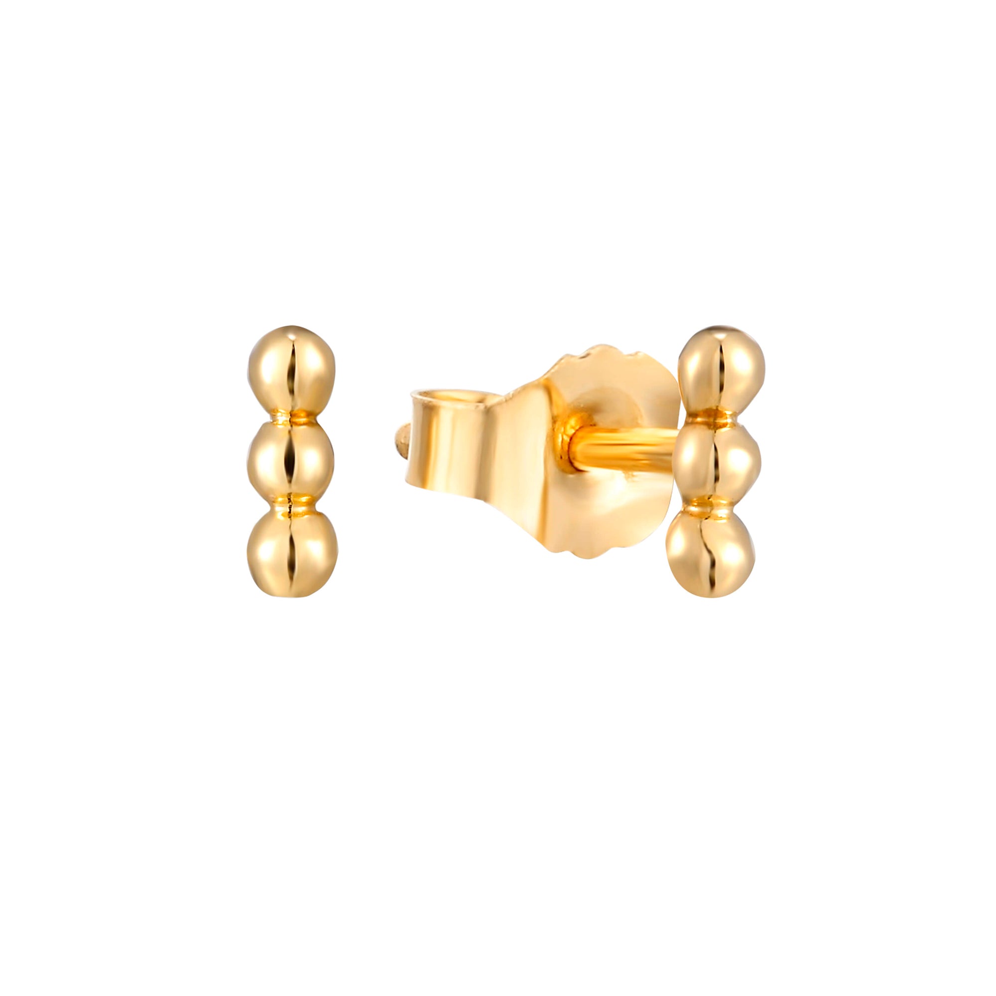 9ct Solid Gold Tiny Dotted Bar Studs - seol-gold