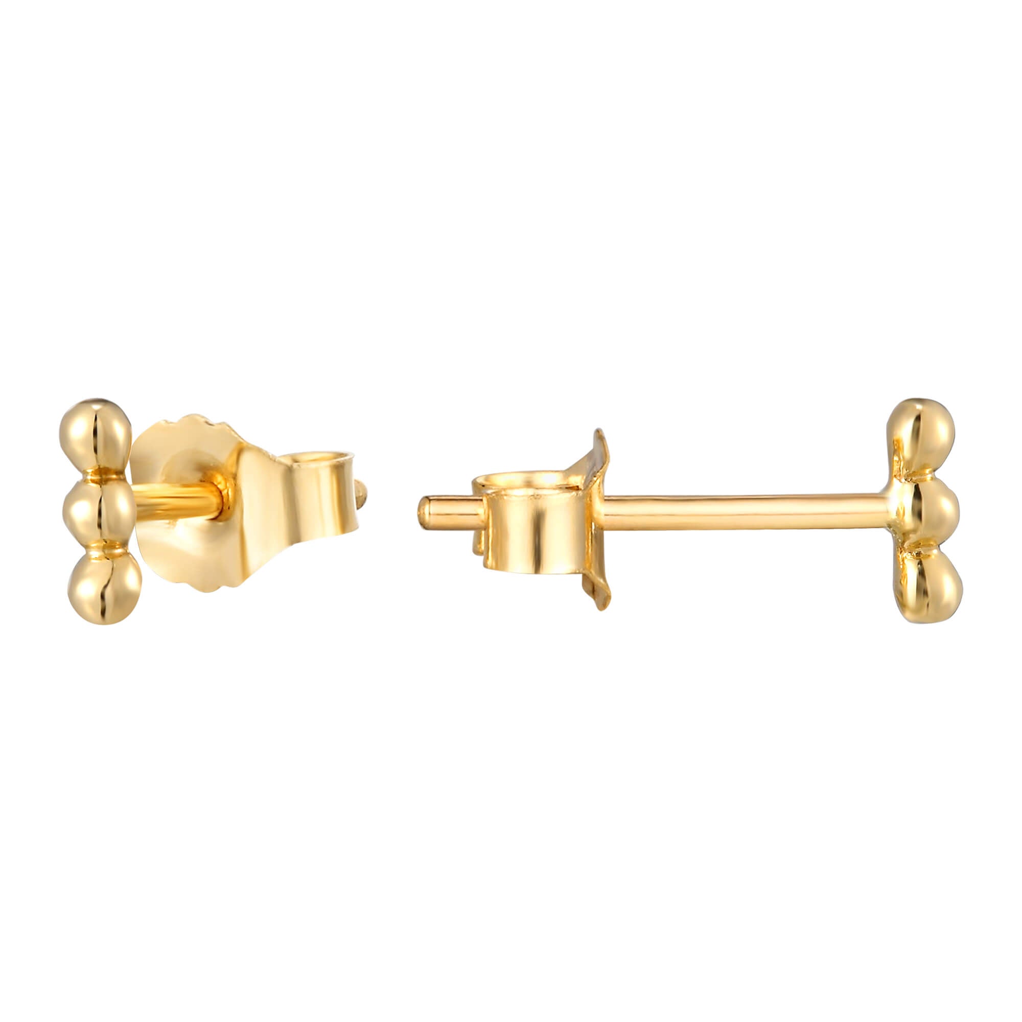 9ct Solid Gold Tiny Dotted Bar Studs - seol-gold
