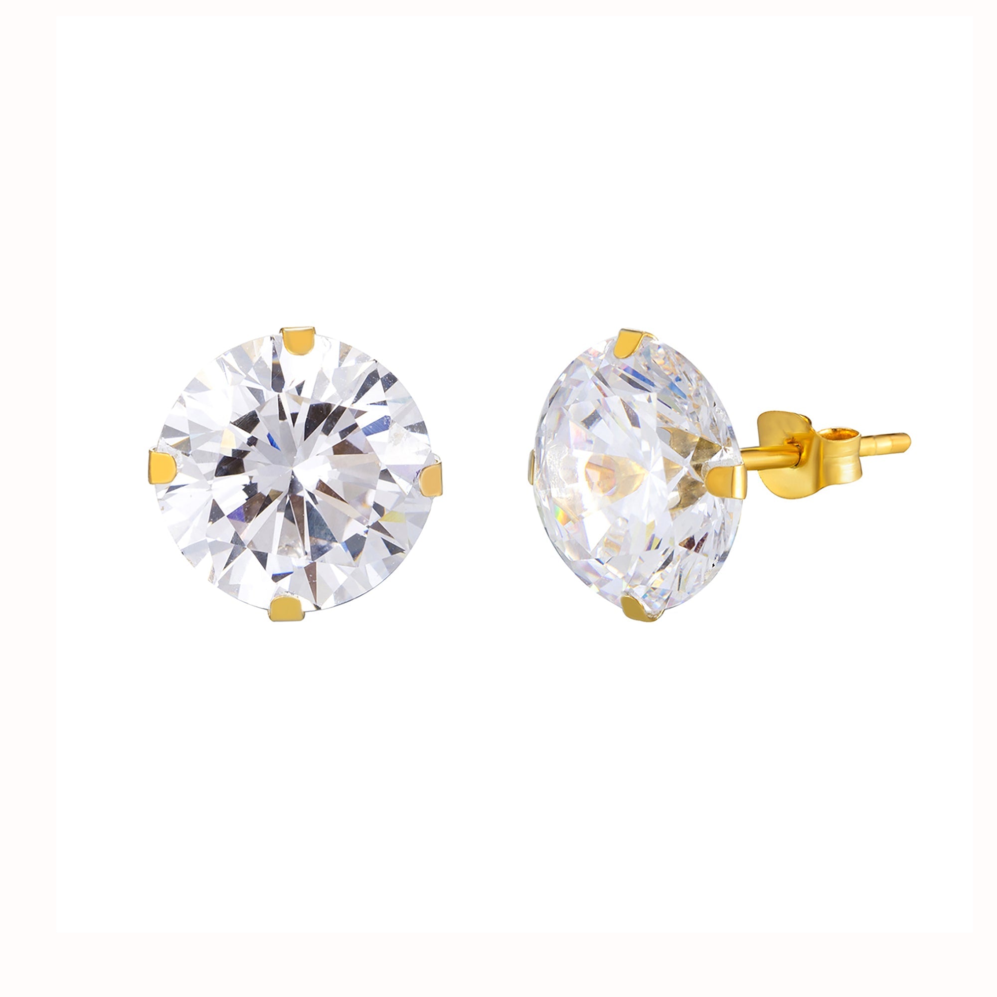 9ct Solid Gold 7mm Large CZ Studs - seolgold