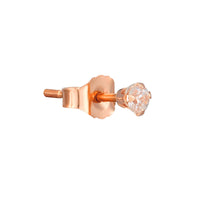 A pair of 9ct solid rose gold stud earrings with small white cubic zirconia stones, showing the back fitting - seolgold
