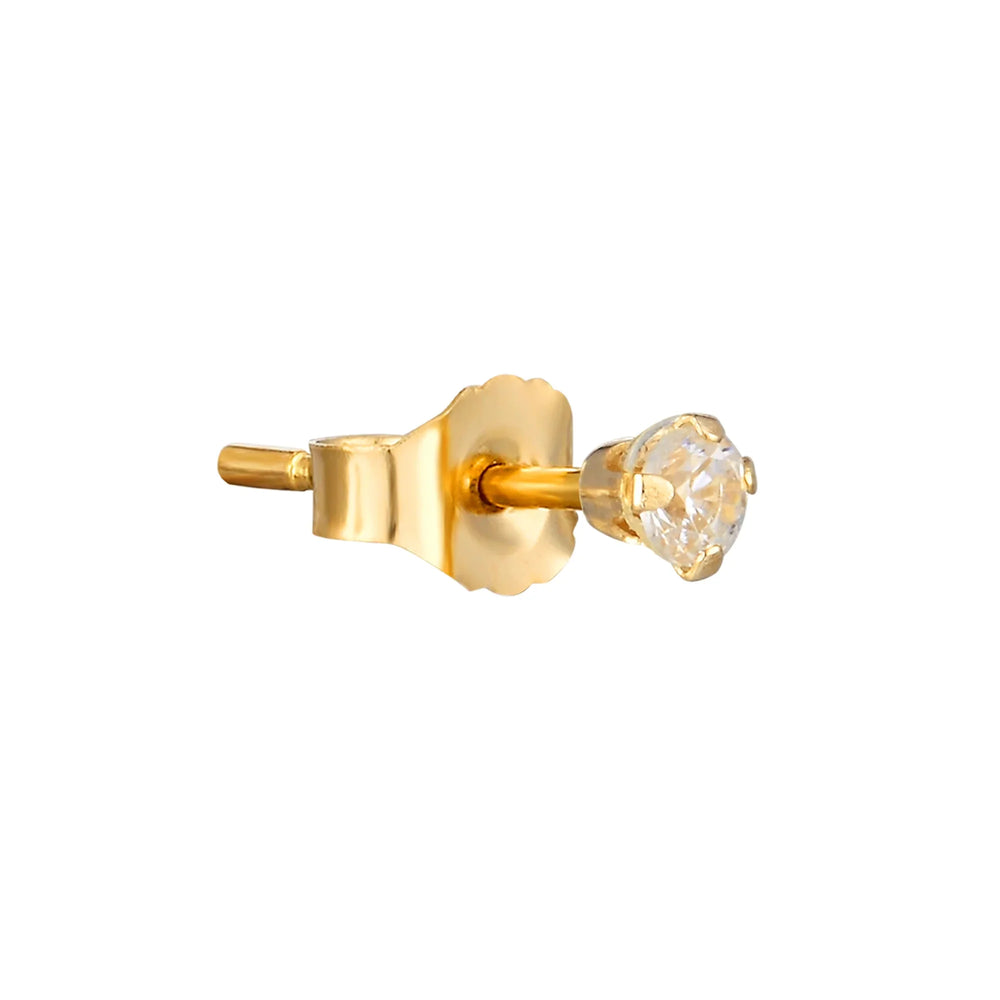 9ct Solid Gold Tiny 2mm White CZ Studs
