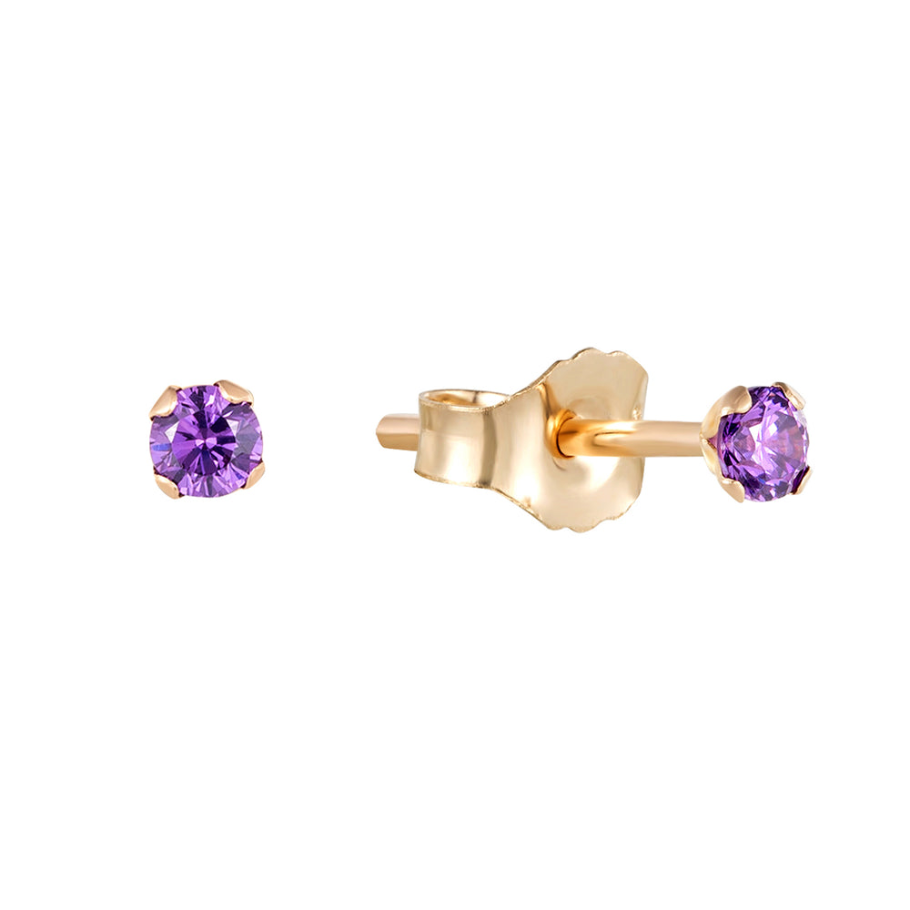 9ct Solid Gold Amethyst CZ Studs