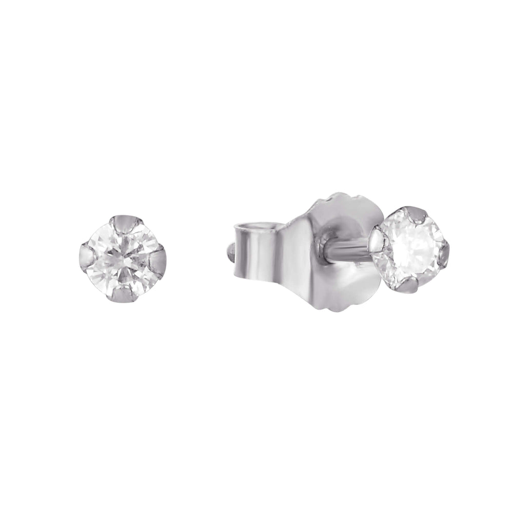 9ct Solid White Gold Diamond Stud Earrings