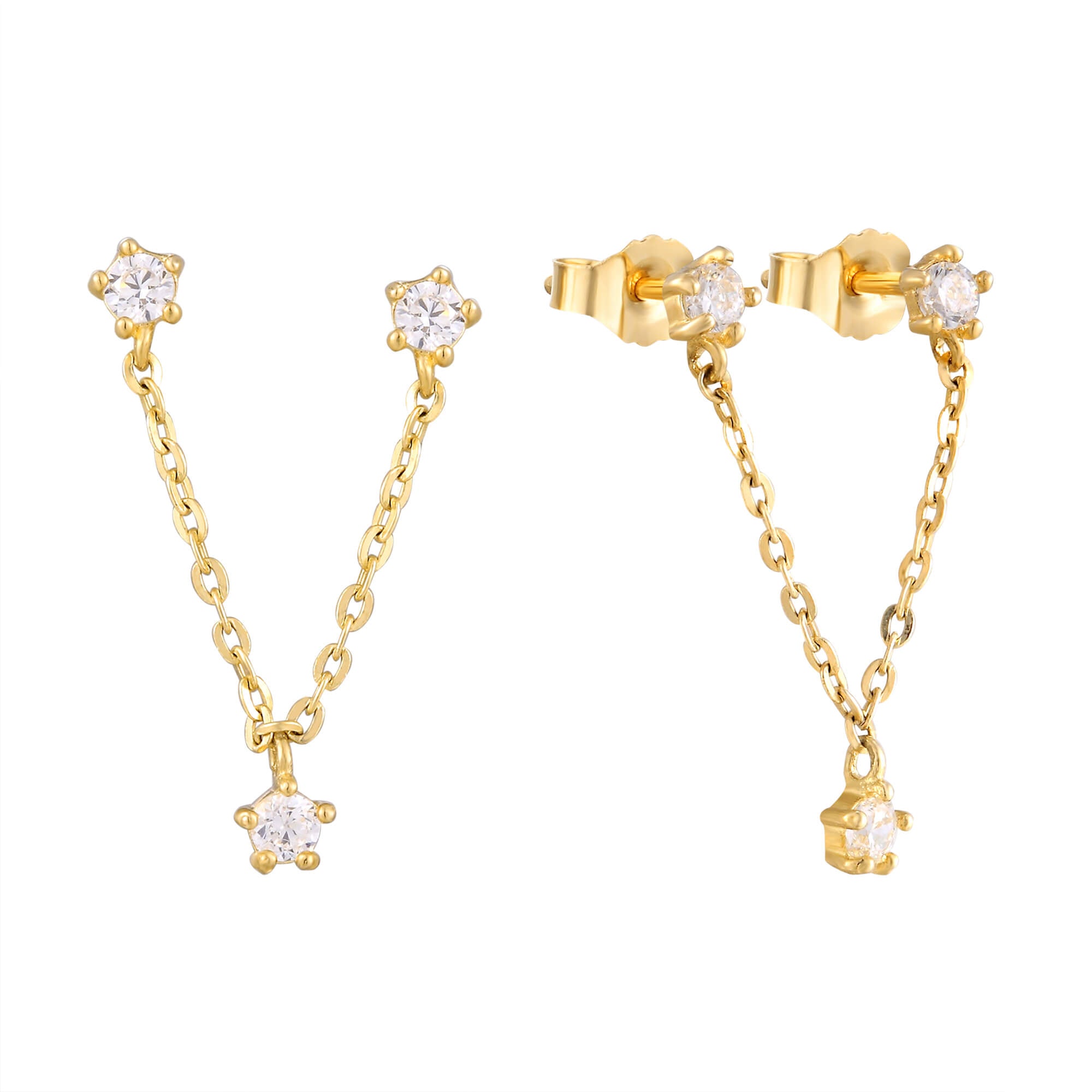 9ct Solid Gold chain earrings - seolgold