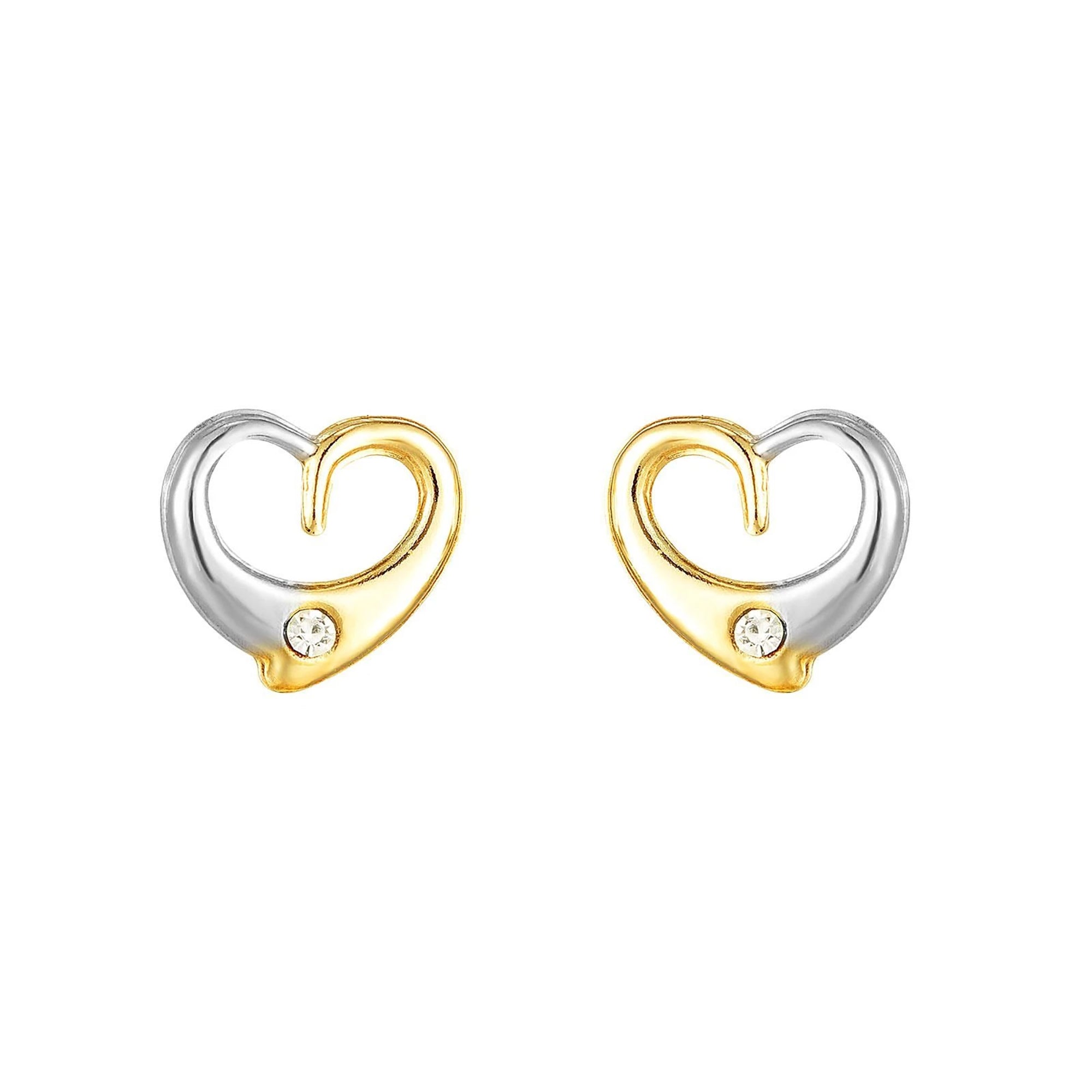 9ct Solid Gold Two Tone Heart Earrings - seolgold