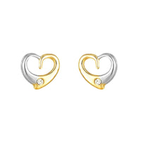 9ct Solid Gold Two Tone Heart Earrings - seolgold