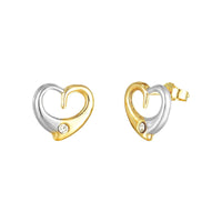 9ct Solid Gold Two Tone Heart Earrings - seolgold