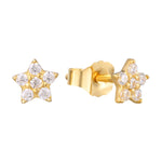 9ct Solid Gold Pave Cz Star Studs