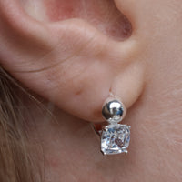 Close-up of a diamond earring on an ear - seolgold