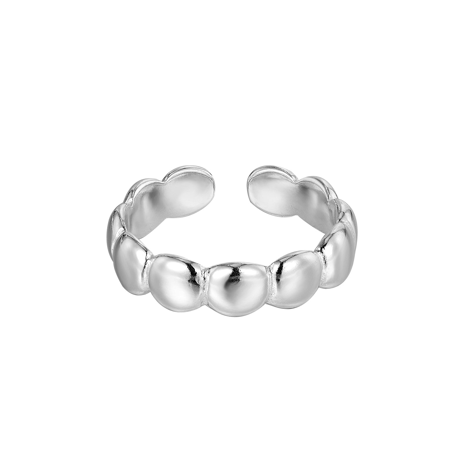 Silver bobble toe ring with rounded design on a white background - seolgold