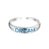 Silver toe ring with 'DREAM' engraved on a white background - seolgold