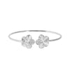 Silver bracelet with hibiscus flower designs on a white background - seolgold