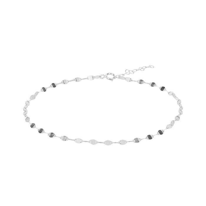 Silver anklet with black beads on a white background - seolgold