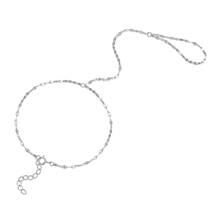 A delicate gold chain necklace with a small heart-shaped link pattern, featuring a lobster clasp and an adjustable extender chain, displayed on a solid white background. - seolgold