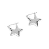 Star-shaped silver hoop earrings on a white background - Seol Gold