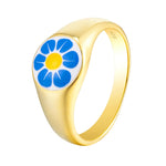 gold flower signet ring - seolgold