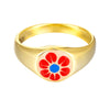 red enamel signet ring - seolgold