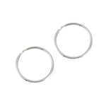 9ct Solid White Gold Thin Hoops