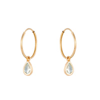 9ct Solid Gold Aquamarine Teardrop Hoops - Seol Gold