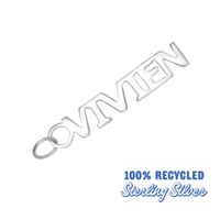 Silver chain with 'Ovivien' branding and '100% Recycled Sterling Silver' text on a white background