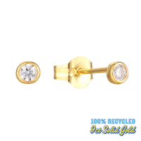 9ct Solid Gold Tiny CZ Bezel Studs - seolgold
