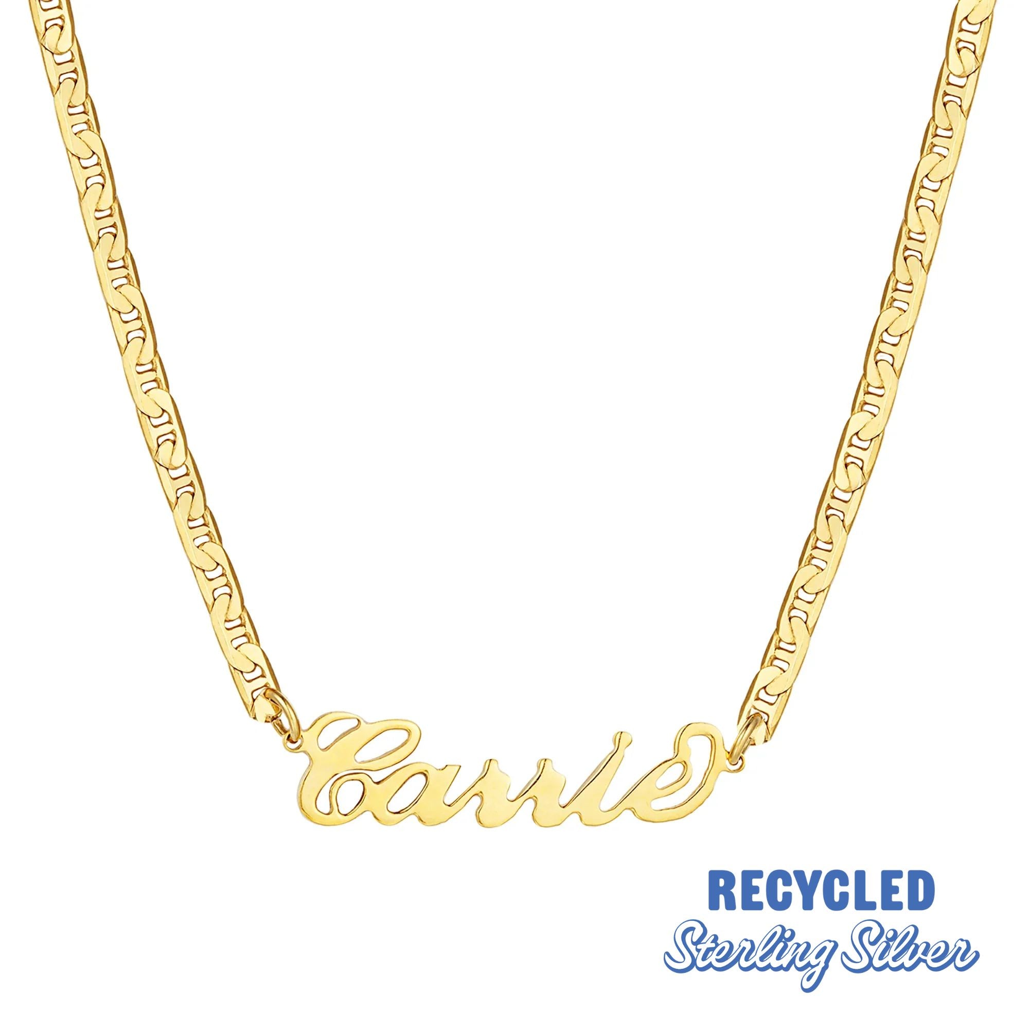18ct Gold Vermeil Script Name Mariner Necklace