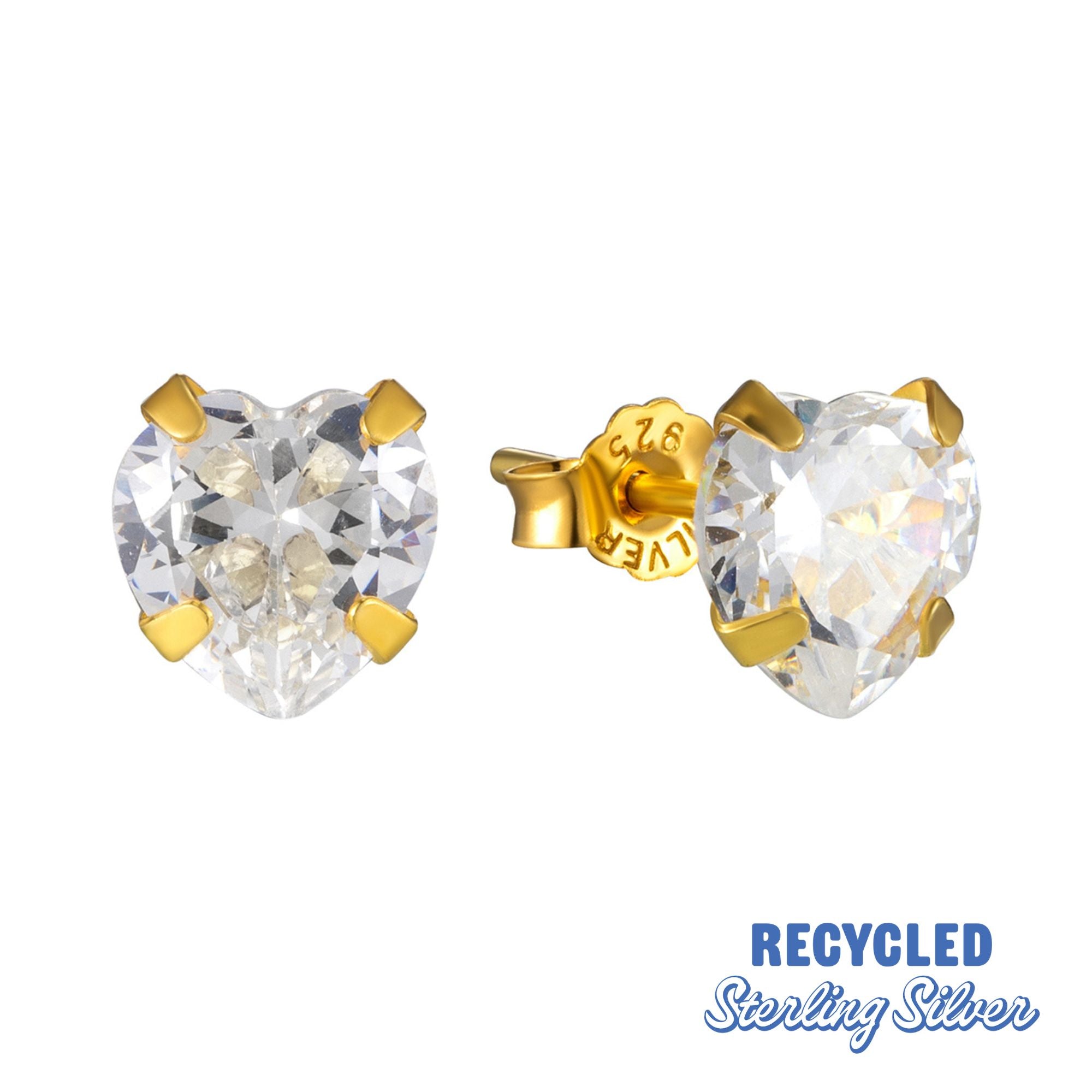 CZ Heart Studs - Seol Gold